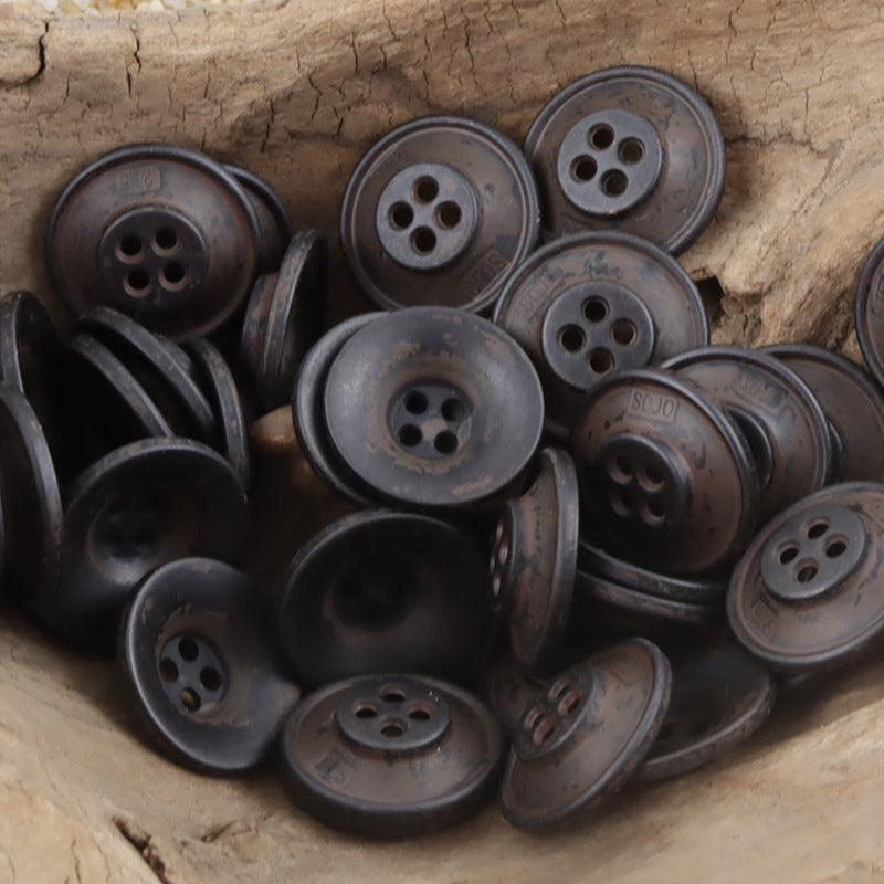 Vintage Rusty Trumpet-Shaped Metal Buttons for Denim Jackets 10pcs - Lots of Buttons