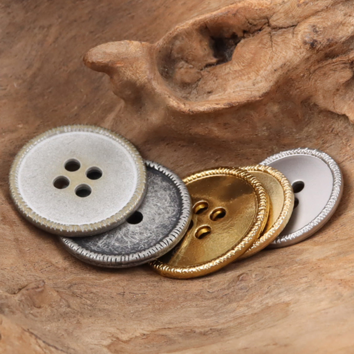 Vintage Silver Flat Metal Buttons for Knitted Hats Teddy Bear 10pcs - Lots of Buttons