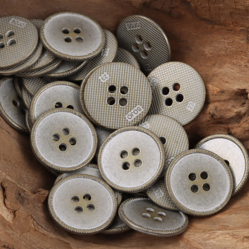 Vintage Silver Flat Metal Buttons for Knitted Hats Teddy Bear 10pcs - Lots of Buttons