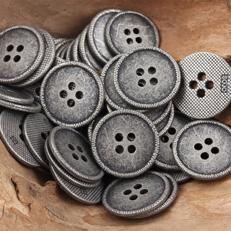 Vintage Silver Flat Metal Buttons for Knitted Hats Teddy Bear 10pcs - Lots of Buttons