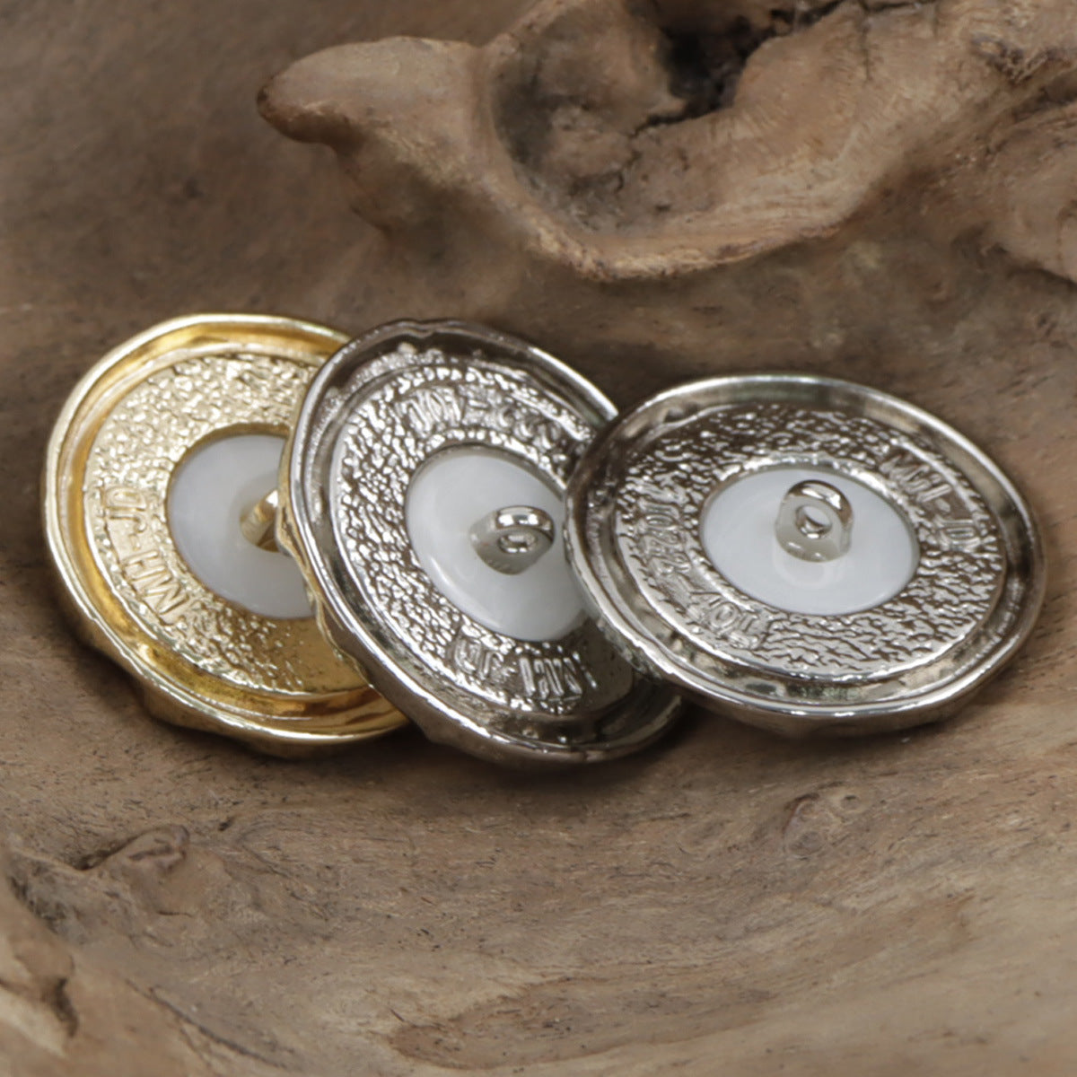Light Gold and Silver Lace Metal Buttons for Lady Woolen Coats 10pcs - Lots of Buttons