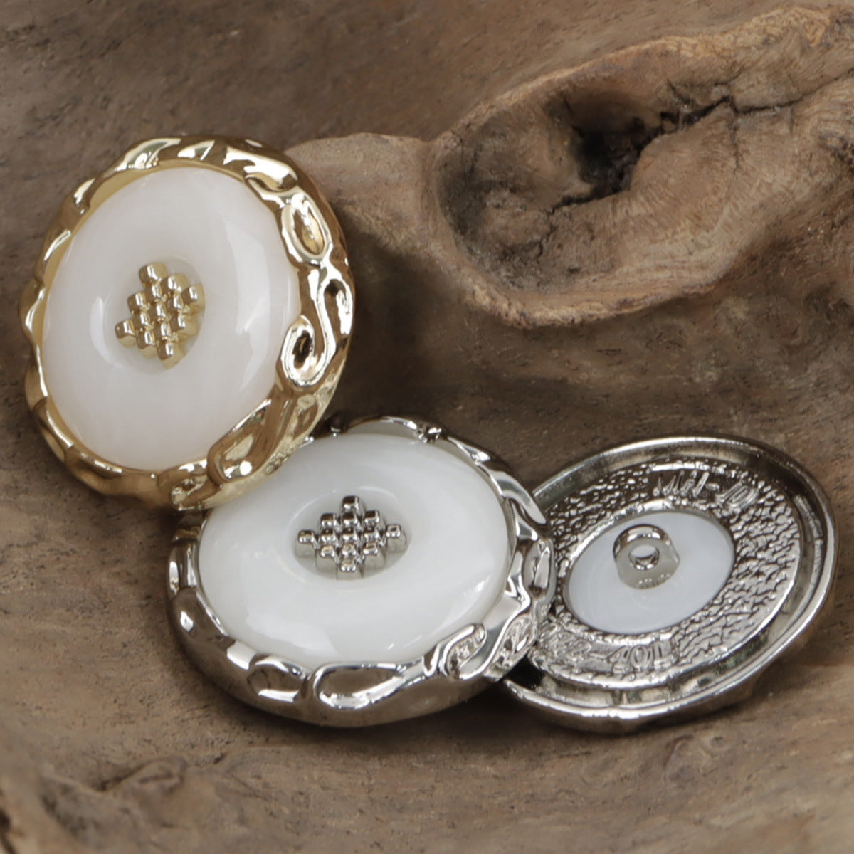 Light Gold and Silver Lace Metal Buttons for Lady Woolen Coats 10pcs - Lots of Buttons
