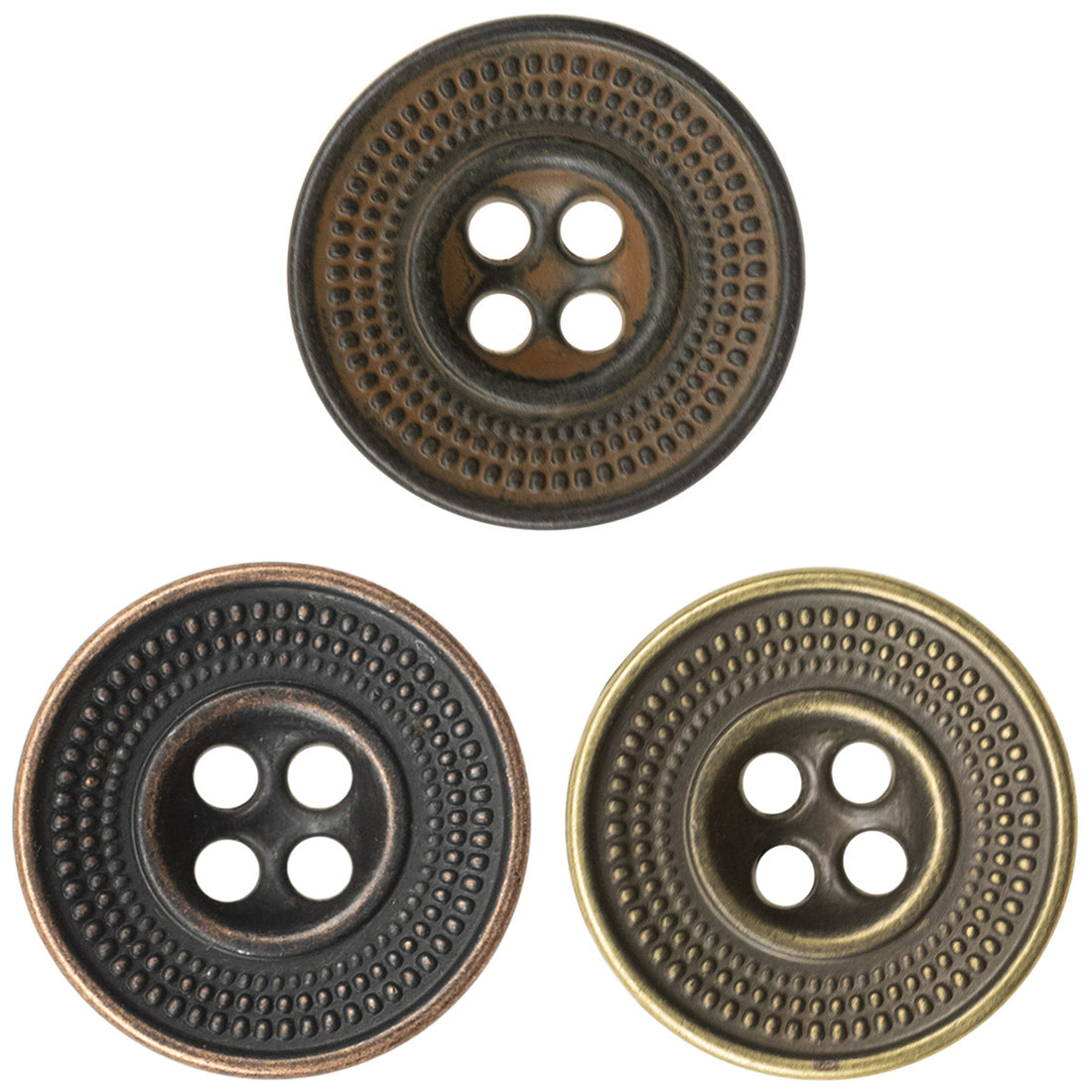 Granular Cap-Shaped Antique Tin Colored Metal Button for Retro Fashion 10pcs - Lots of Buttons