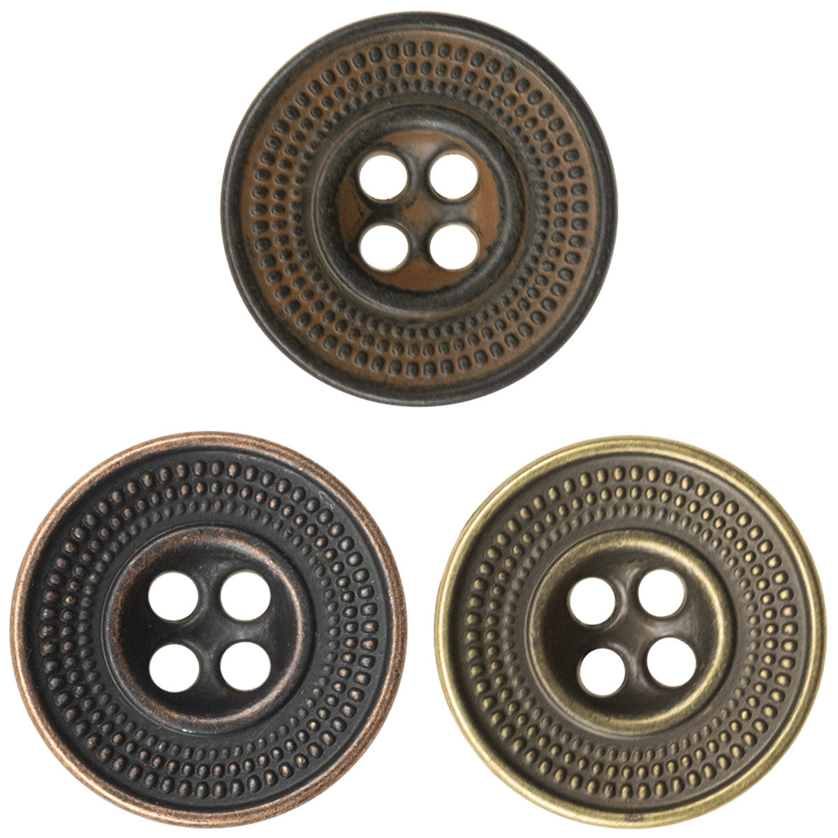 Granular Cap-Shaped Antique Tin Colored Metal Button for Retro Fashion 10pcs - Lots of Buttons