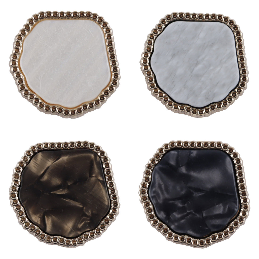 Irregular Marble-Like Texture Resin Metal Combined Shank Buttons 10pcs - Lots of Buttons