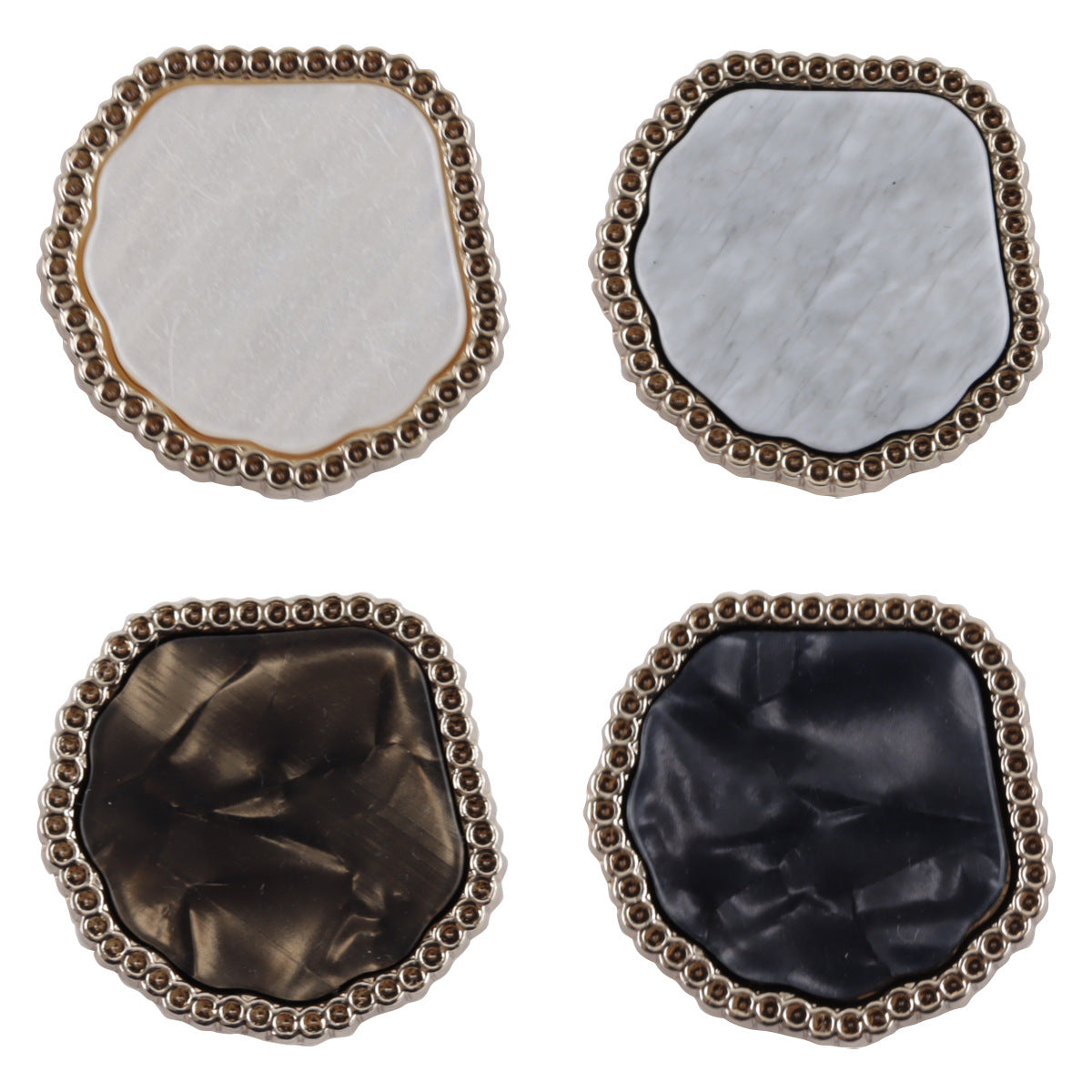 Irregular Marble-Like Texture Resin Metal Combined Shank Buttons 10pcs - Lots of Buttons