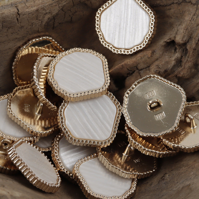 Irregular Marble-Like Texture Resin Metal Combined Shank Buttons 10pcs - Lots of Buttons