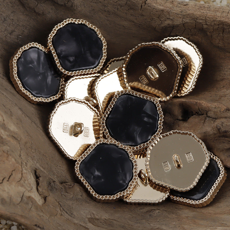 Irregular Marble-Like Texture Resin Metal Combined Shank Buttons 10pcs - Lots of Buttons