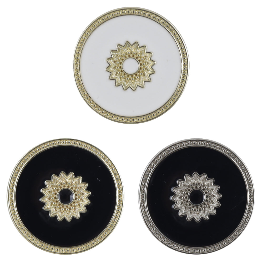 Embellished Floral White Gold Tone Metal Personalized Buttons 10pcs - Lots of Buttons