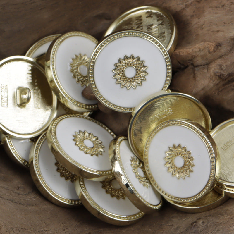 Embellished Floral White Gold Tone Metal Personalized Buttons 10pcs - Lots of Buttons