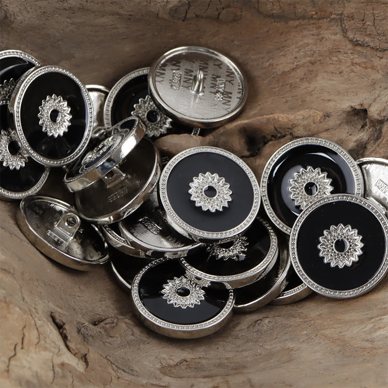 Embellished Floral White Gold Tone Metal Personalized Buttons 10pcs - Lots of Buttons