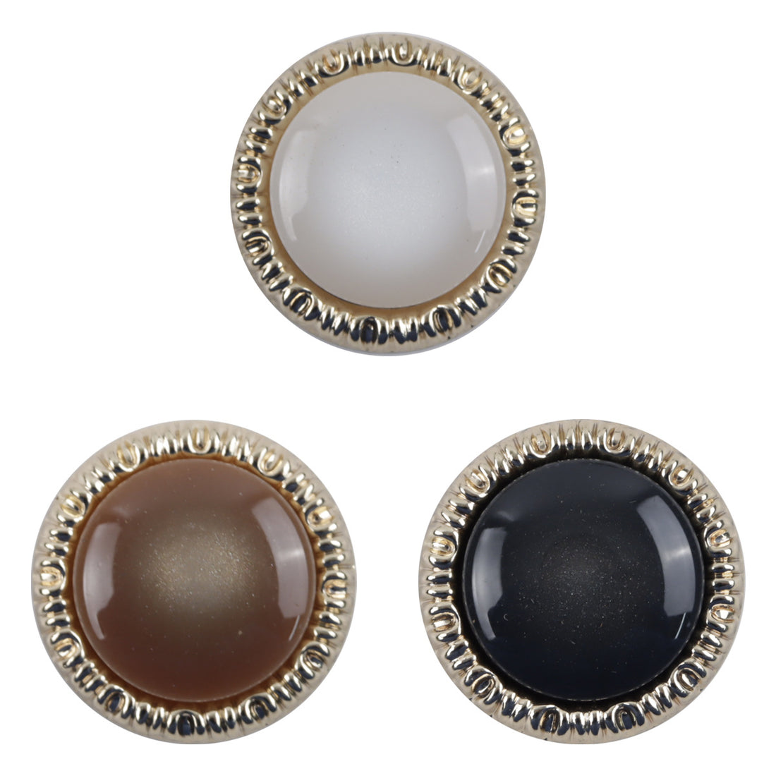 Round Resin and Metal Shank Uniform Buttons Rippled Edges 10pcs - Lots of Buttons