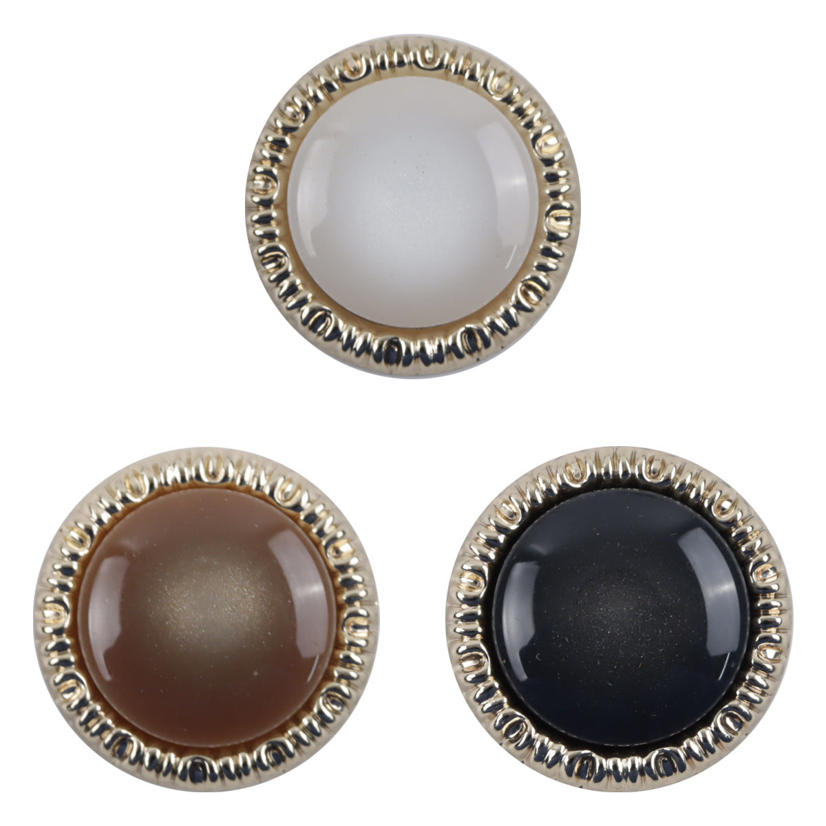 Round Resin and Metal Shank Uniform Buttons Rippled Edges 10pcs - Lots of Buttons