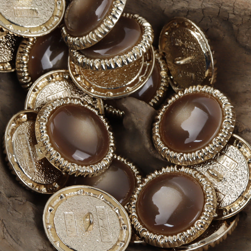 Round Resin and Metal Shank Uniform Buttons Rippled Edges 10pcs - Lots of Buttons
