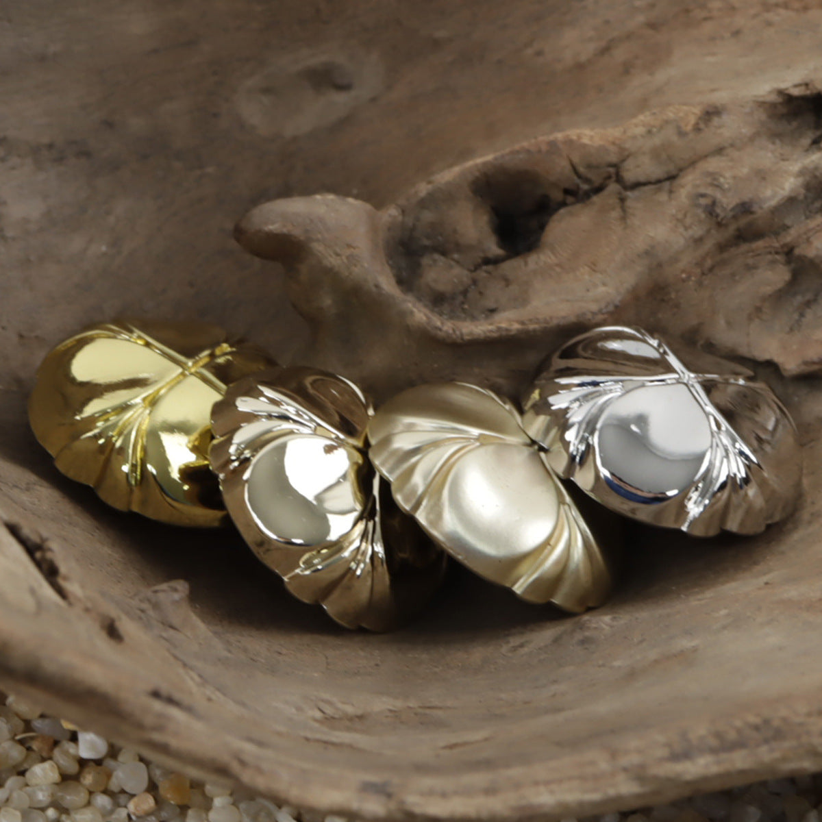 Four-Leaf Clover Misty Gold Metal Shank Buttons - 10pcs - Lots of Buttons