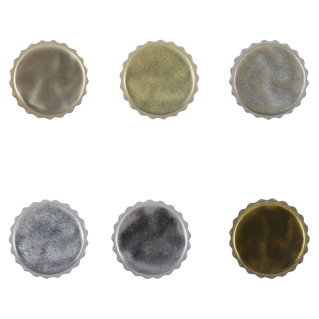 Gold and Silver Beer Bottle Cap Metal Buttons for Bracelet Decoration 10pcs - Lots of Buttons