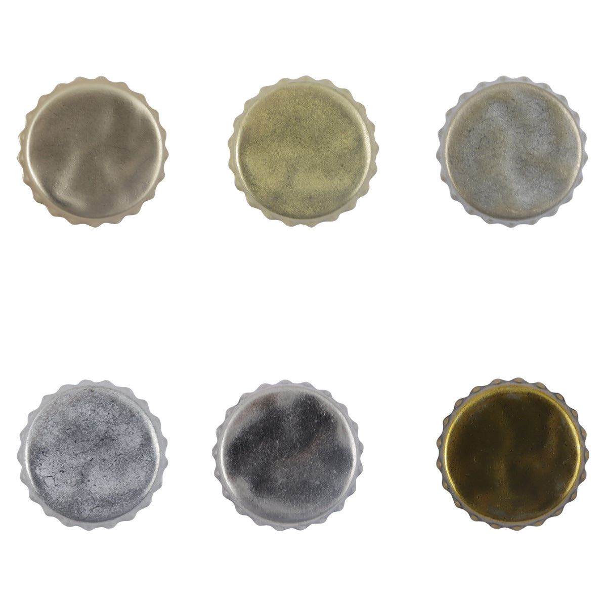 Gold and Silver Beer Bottle Cap Metal Buttons for Bracelet Decoration 10pcs - Lots of Buttons