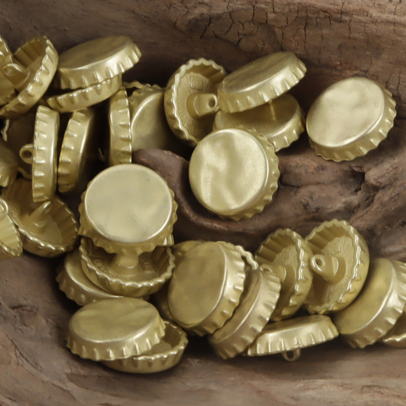 Gold and Silver Beer Bottle Cap Metal Buttons for Bracelet Decoration 10pcs - Lots of Buttons