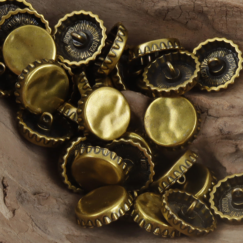 Gold and Silver Beer Bottle Cap Metal Buttons for Bracelet Decoration 10pcs - Lots of Buttons