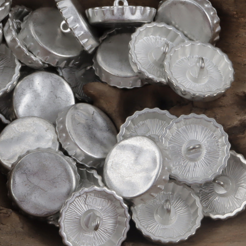 Gold and Silver Beer Bottle Cap Metal Buttons for Bracelet Decoration 10pcs - Lots of Buttons