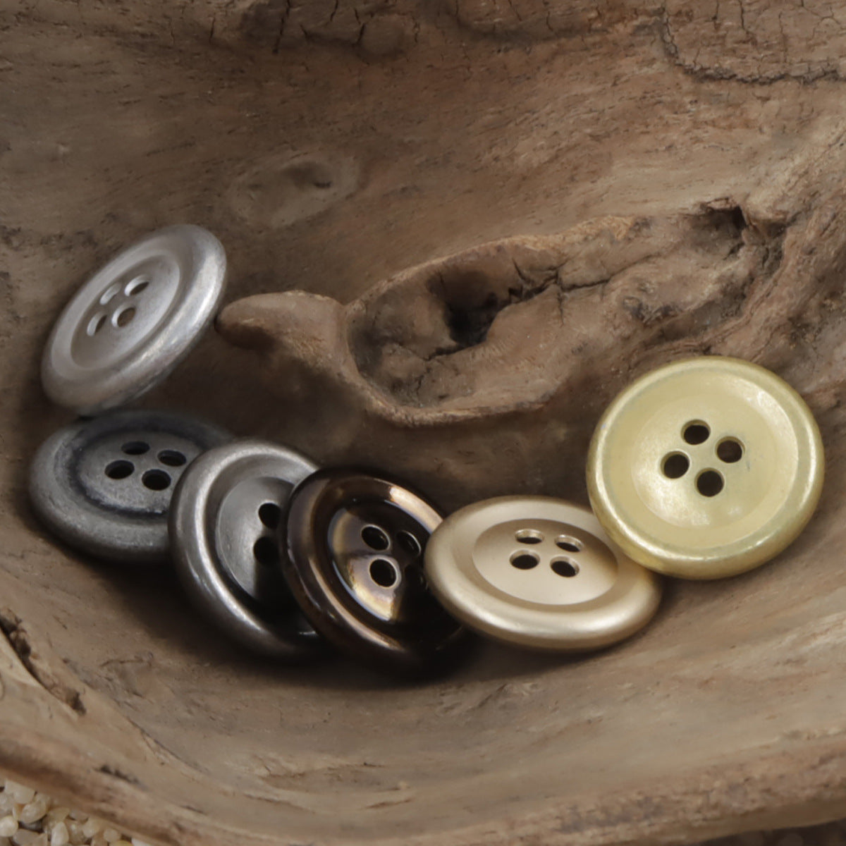Vintage Double-Sided Aged Gold Silver 4-Hole Metal Buttons,10pcs - Lots of Buttons