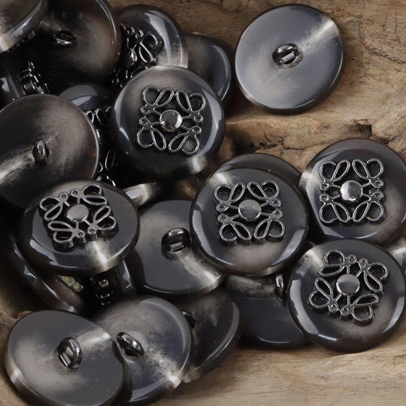 Metal Butterfly Pattern Resin Buttons for Woolen Suits Coat 10pcs - Lots of Buttons