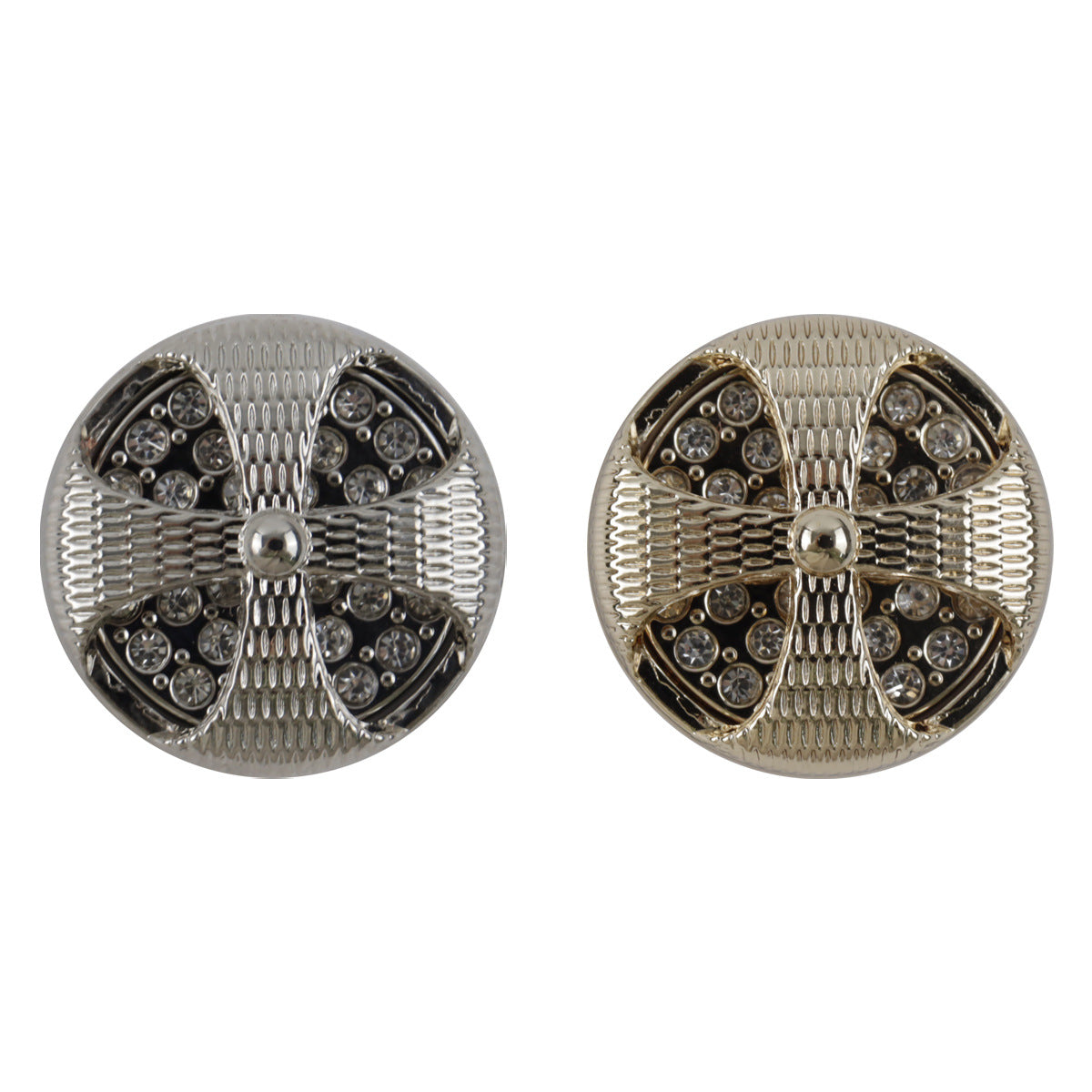 Palace-Style Diamond-Inlaid Hollow Windmill Metal Button 10pcs - Lots of Buttons