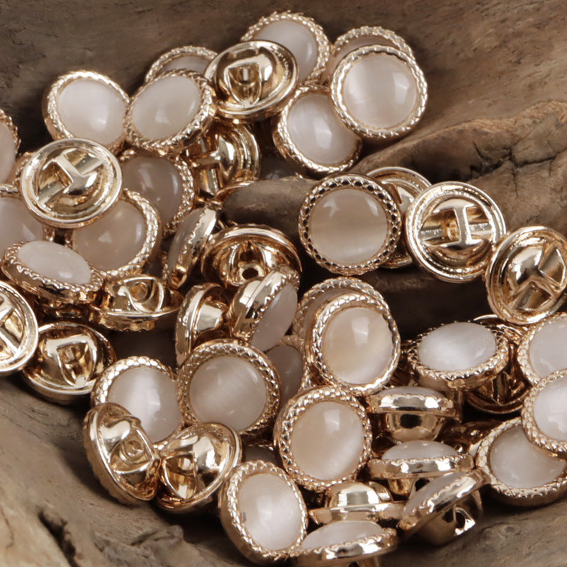 11.5mm Pearlescent Metal Buttons for Elegant Shirts 10pcs - Lots of Buttons