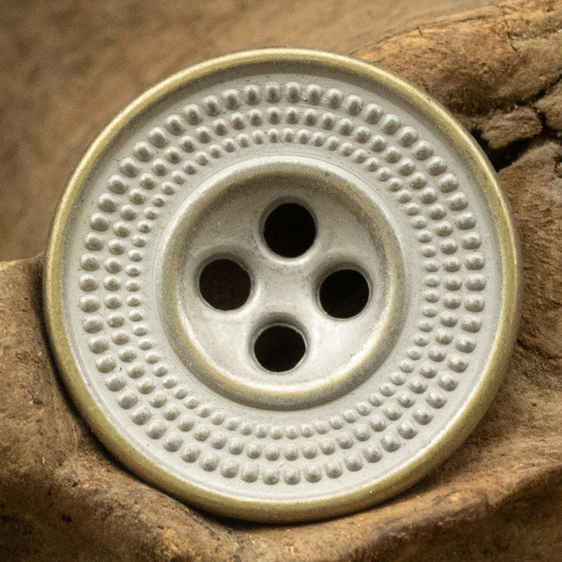 Granular Cap-Shaped Antique Tin Colored Metal Button for Retro Fashion 10pcs - Lots of Buttons