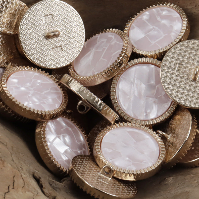 Light Pink Resin Buttons with Metal Stems for Lady's Coats 10pcs - Lots of Buttons