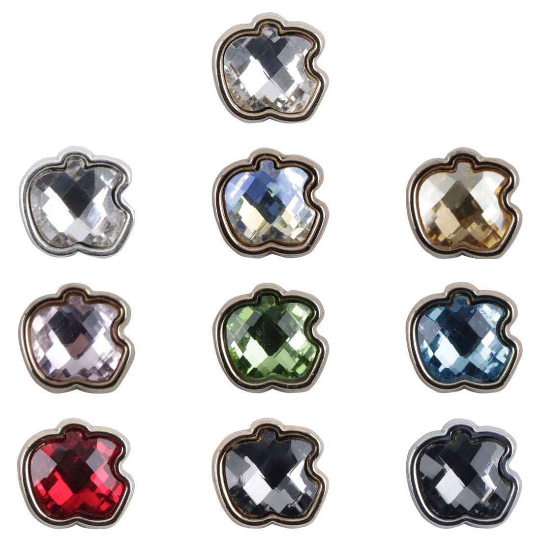 11.5mm Apple-Shaped Metal Button Inlaid Rhinestones for DIY Jewelry 10pcs - Lots of Buttons