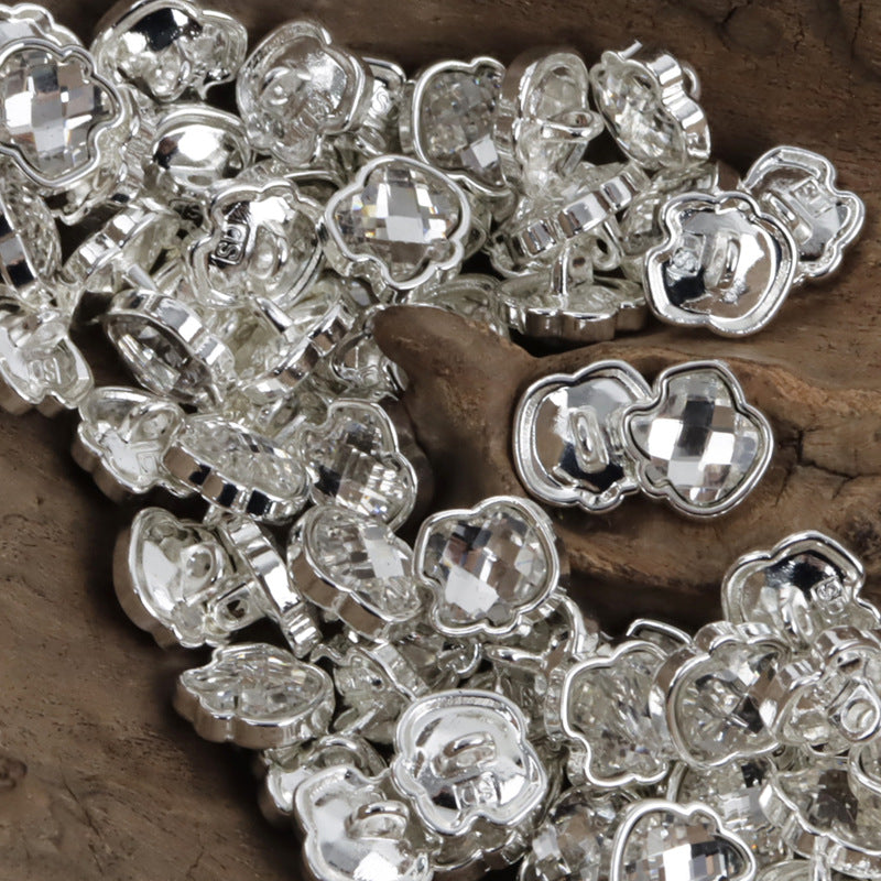 11.5mm Apple-Shaped Metal Button Inlaid Rhinestones for DIY Jewelry 10pcs - Lots of Buttons