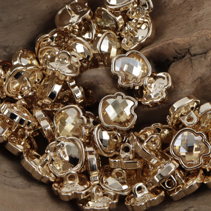 11.5mm Apple-Shaped Metal Button Inlaid Rhinestones for DIY Jewelry 10pcs - Lots of Buttons