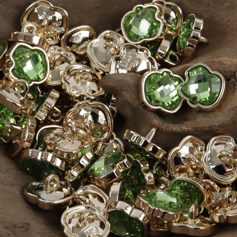 11.5mm Apple-Shaped Metal Button Inlaid Rhinestones for DIY Jewelry 10pcs - Lots of Buttons