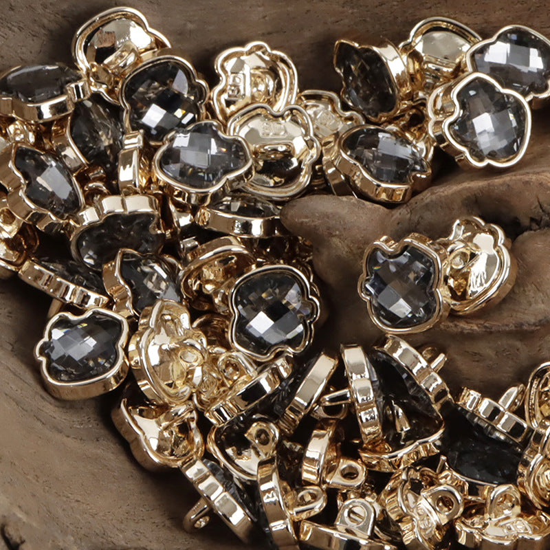 11.5mm Apple-Shaped Metal Button Inlaid Rhinestones for DIY Jewelry 10pcs - Lots of Buttons