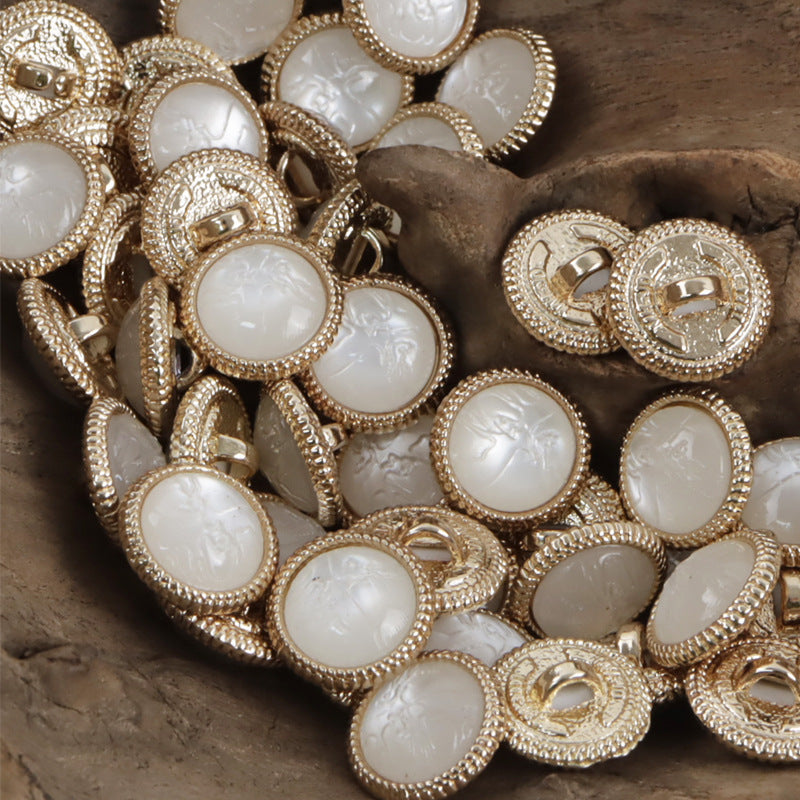 11.5mm Champagne Resin-Metal Buttons for Dresses Silk Shirts 20pcs