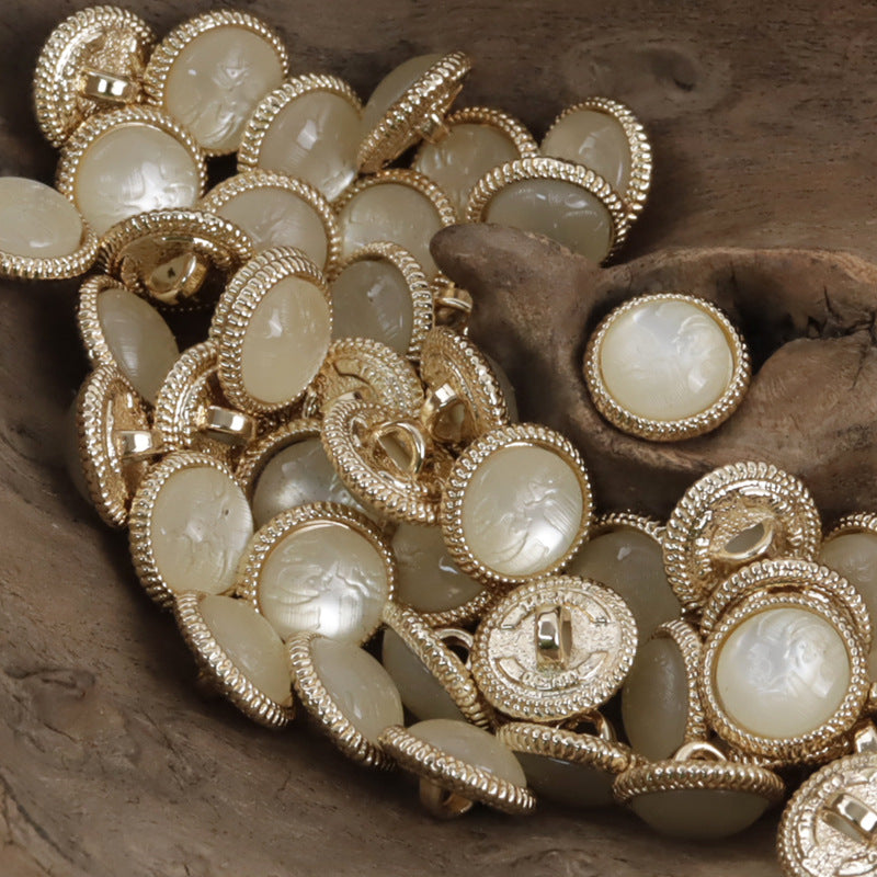 11.5mm Champagne Resin-Metal Buttons for Dresses Silk Shirts 20pcs