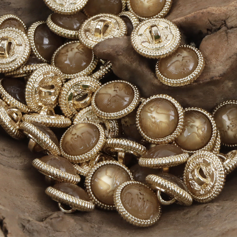 11.5mm Champagne Resin-Metal Buttons for Dresses Silk Shirts 20pcs