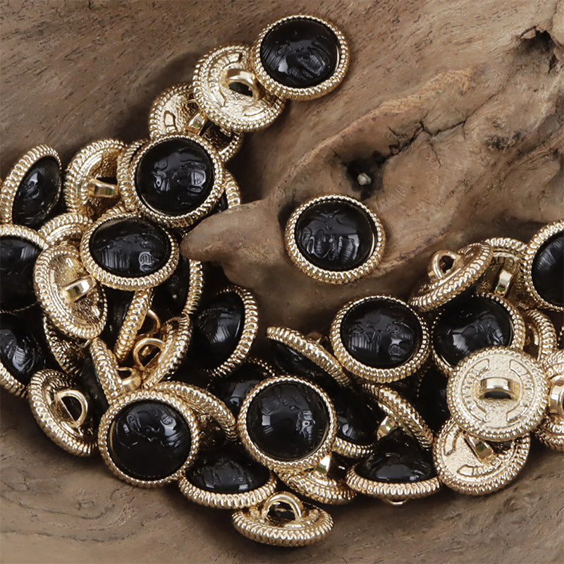 11.5mm Champagne Resin-Metal Buttons for Dresses Silk Shirts 20pcs