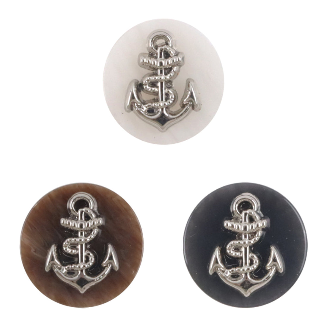 Metal Anchor Pattern Resin Buttons for Navy Striped Cardigans 10pcs - Lots of Buttons