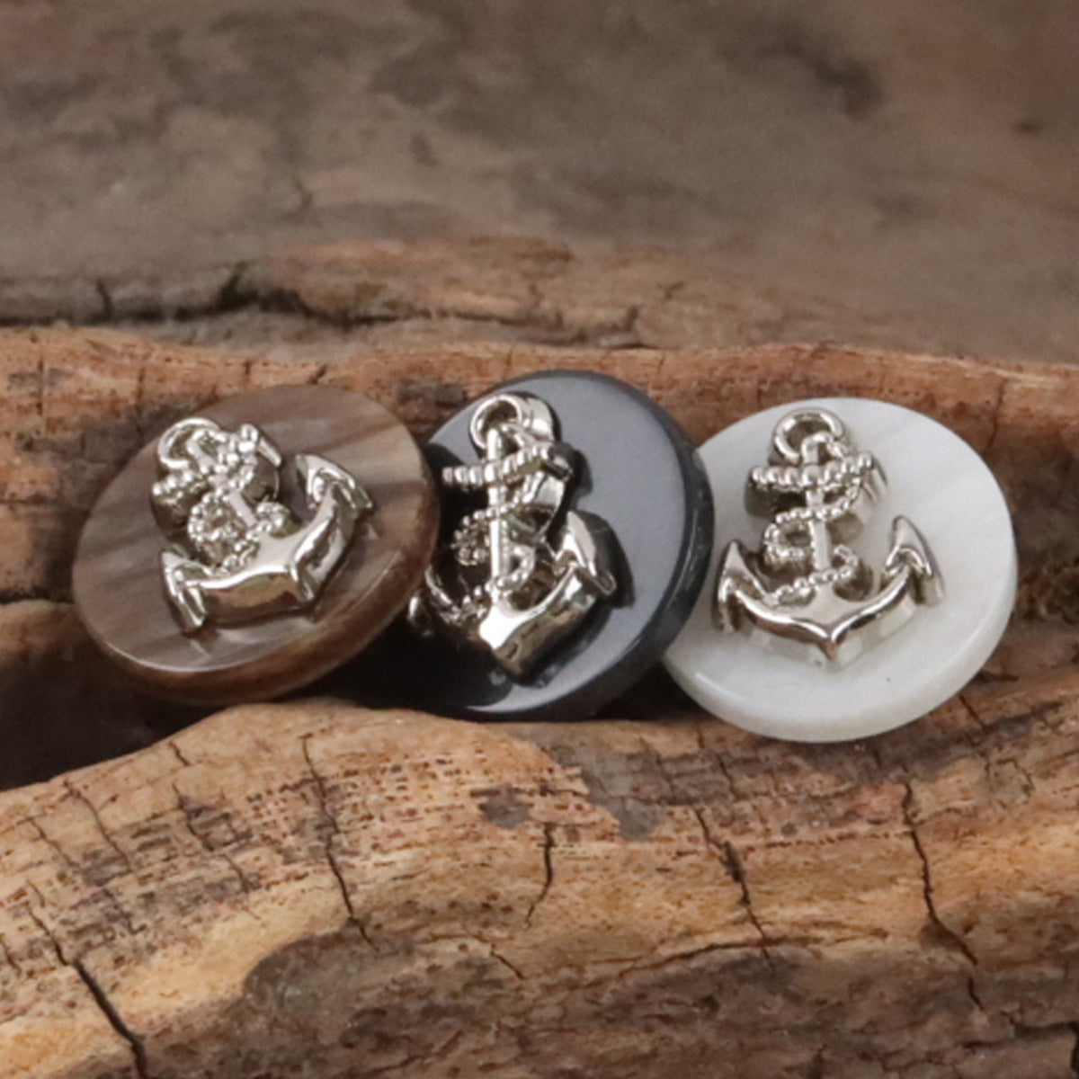 Metal Anchor Pattern Resin Buttons for Navy Striped Cardigans 10pcs - Lots of Buttons