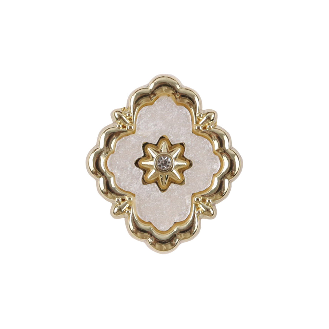Irregular Quadrilateral Metal Buttons Golden Inlay and Diamonds 10PCS - Lots of Buttons