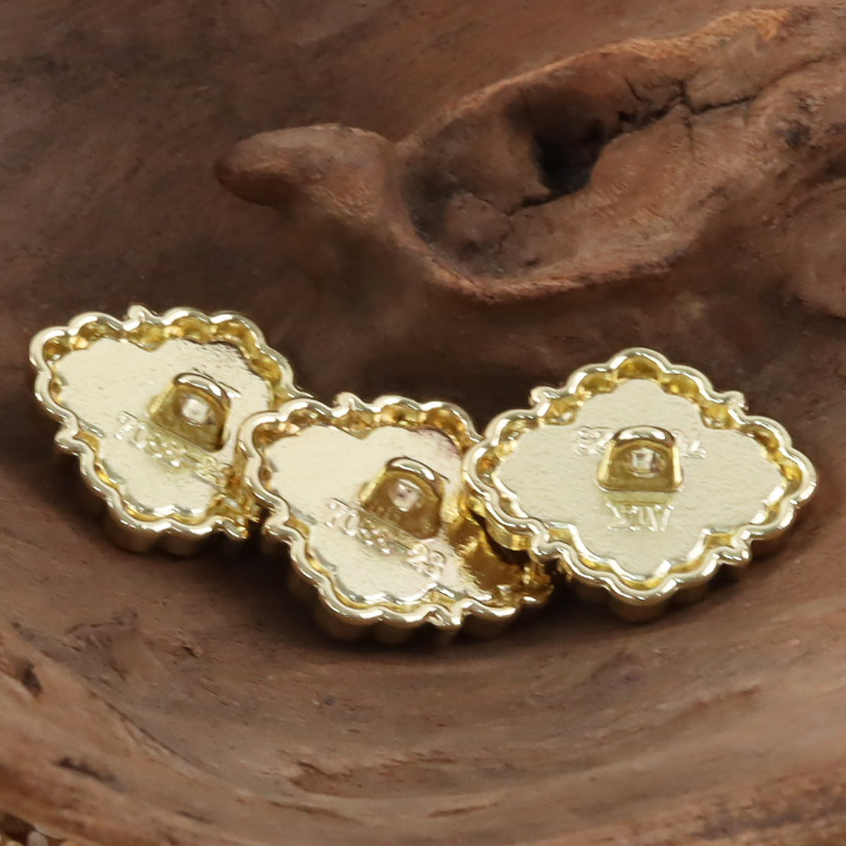 Irregular Quadrilateral Metal Buttons Golden Inlay and Diamonds 10PCS - Lots of Buttons
