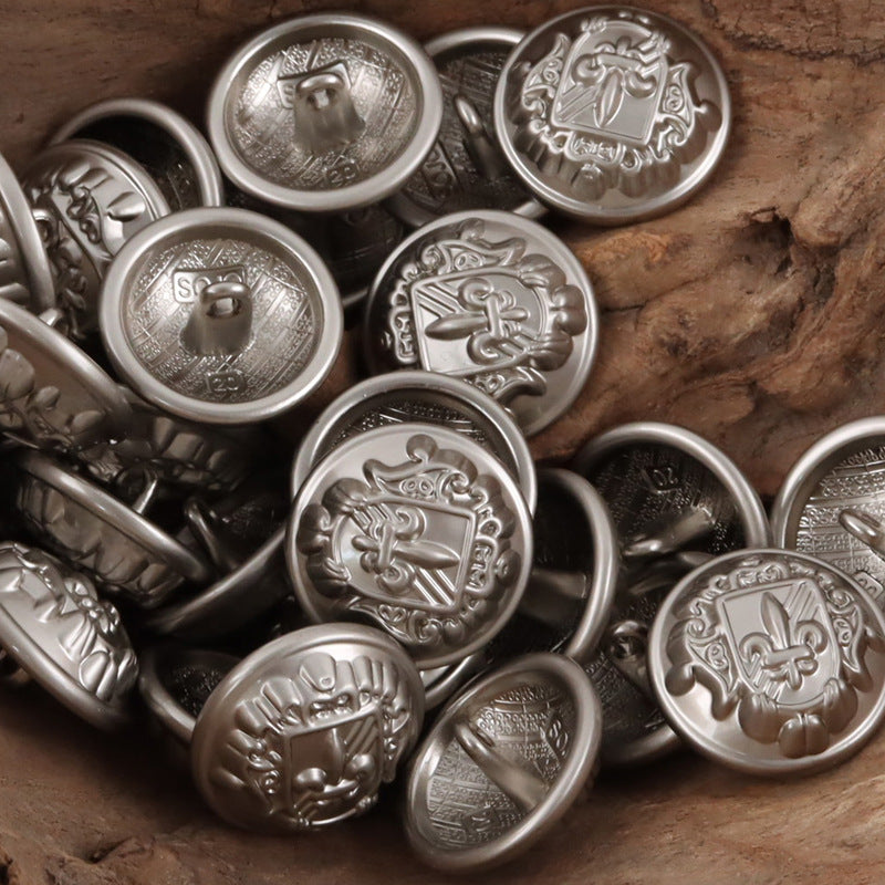 Retro Shield Sword Metal Shank Buttons for School Uniforms 10pcs - Lots of Buttons