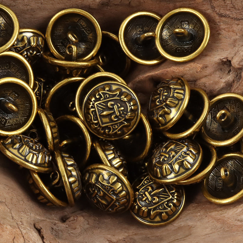 Retro Shield Sword Metal Shank Buttons for School Uniforms 10pcs - Lots of Buttons