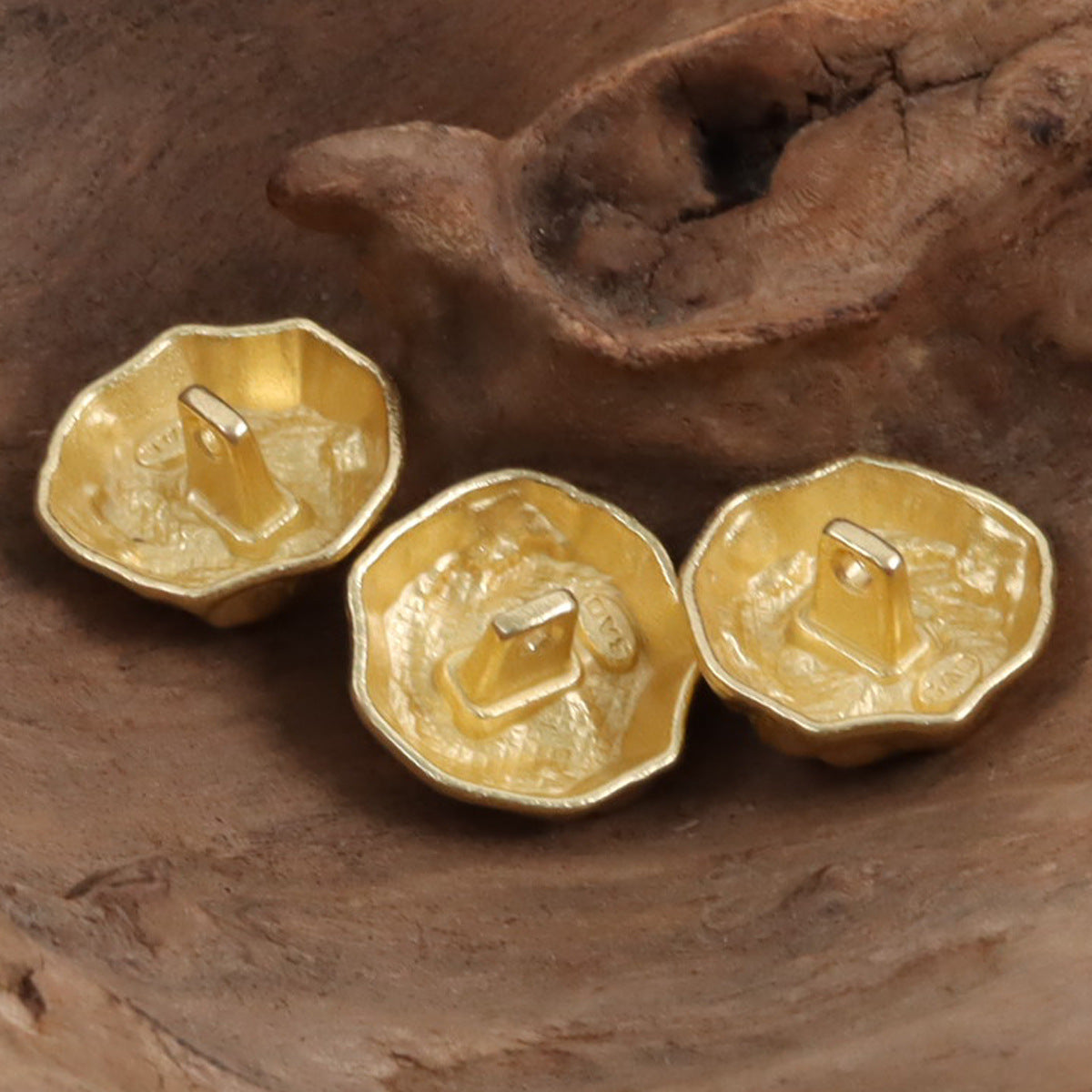Egyptian-Style Rock-Shaped Golden Metal Buttons for Leather Coats 10pcs - Lots of Buttons