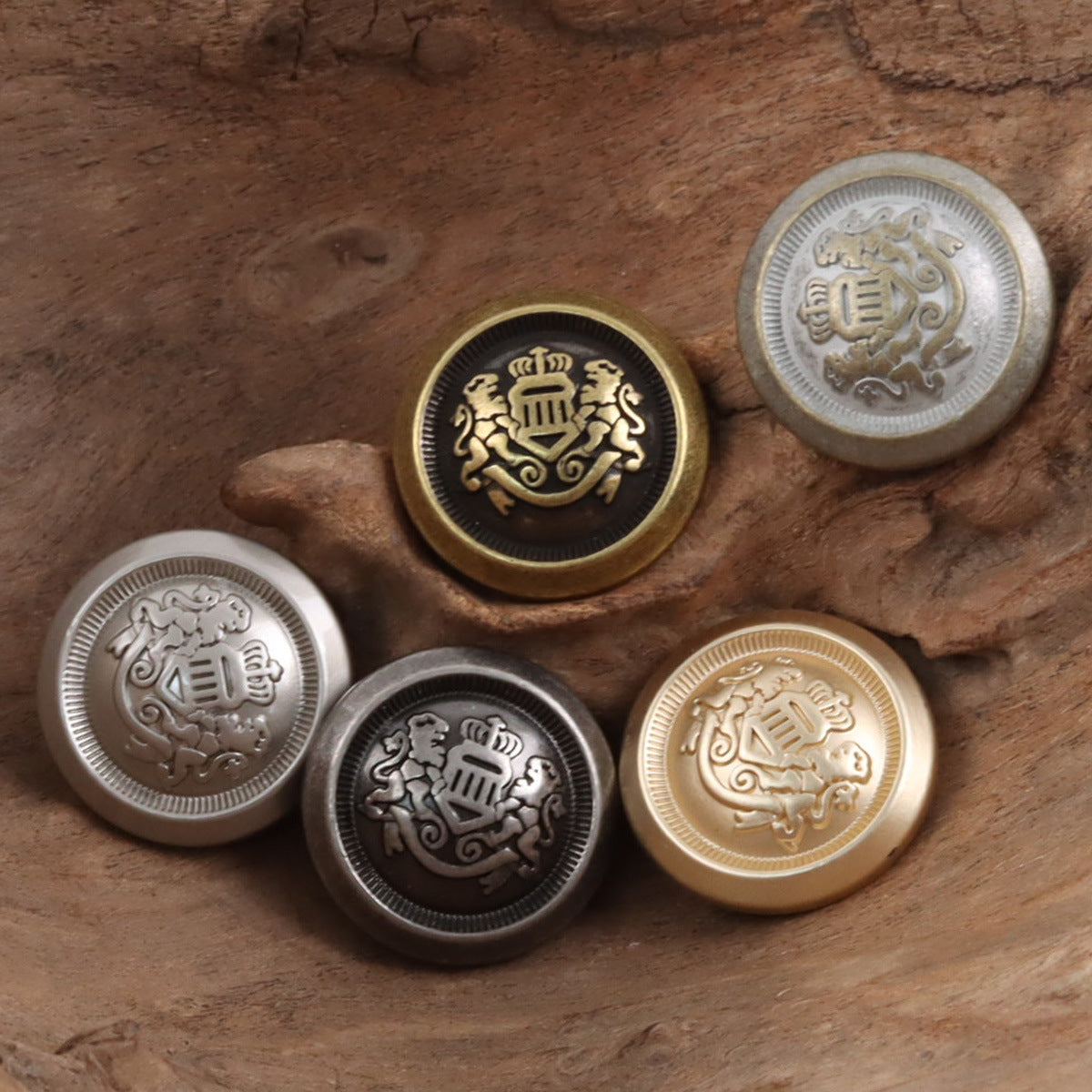 Double Lion Crown Shank Metal Buttons,10PCS - Lots of Buttons