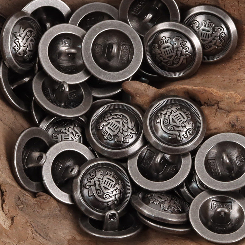 Double Lion Crown Shank Metal Buttons,10PCS - Lots of Buttons
