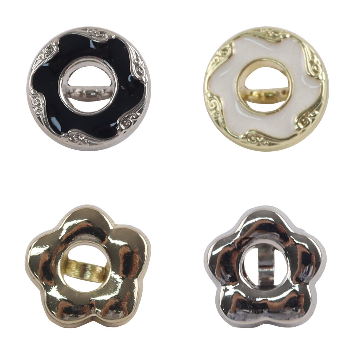 Floral Donut Hollow Metal Buttons for Women's Fashion,10pcs 