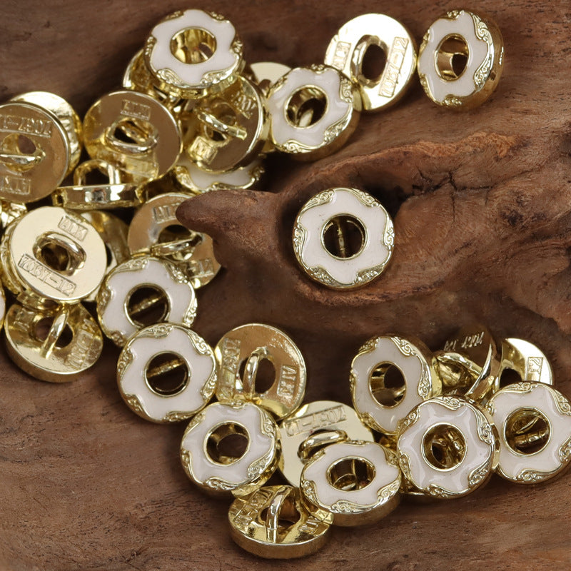 Floral Donut Hollow Metal Buttons for Women's Fashion,10pcs 